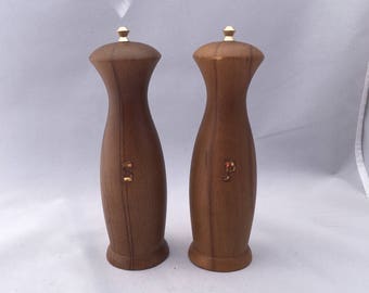 Mid century wooden 1960s salt and pepper shakers