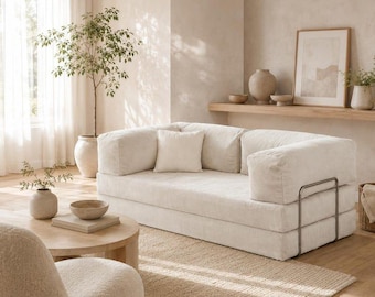 Convertible Floor Sofa Bed, Modular Sofa Couch, Corduroy Sleeper Sofa, Small Space Couch, Guest Room Seating