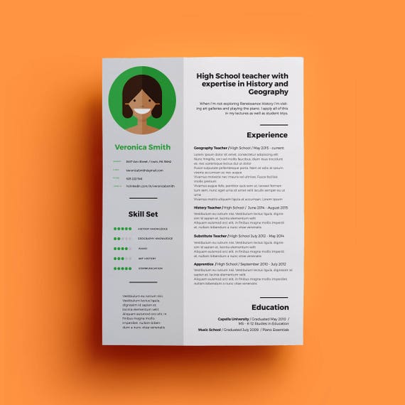 icon cv template creative cv with custom made illustration etsy made cv