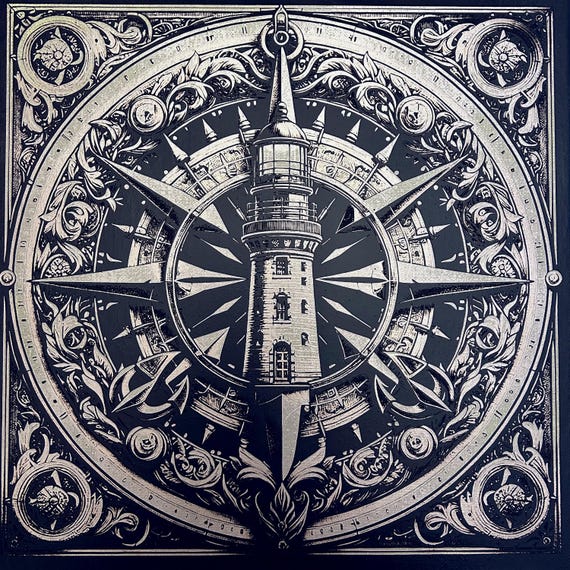 lighthouse and compass