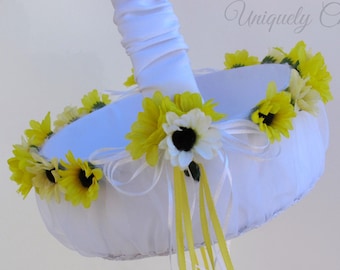 Wedding Flower girl basket, Sunflower flower girl basket, Country wedding basket, Flower girl accessories