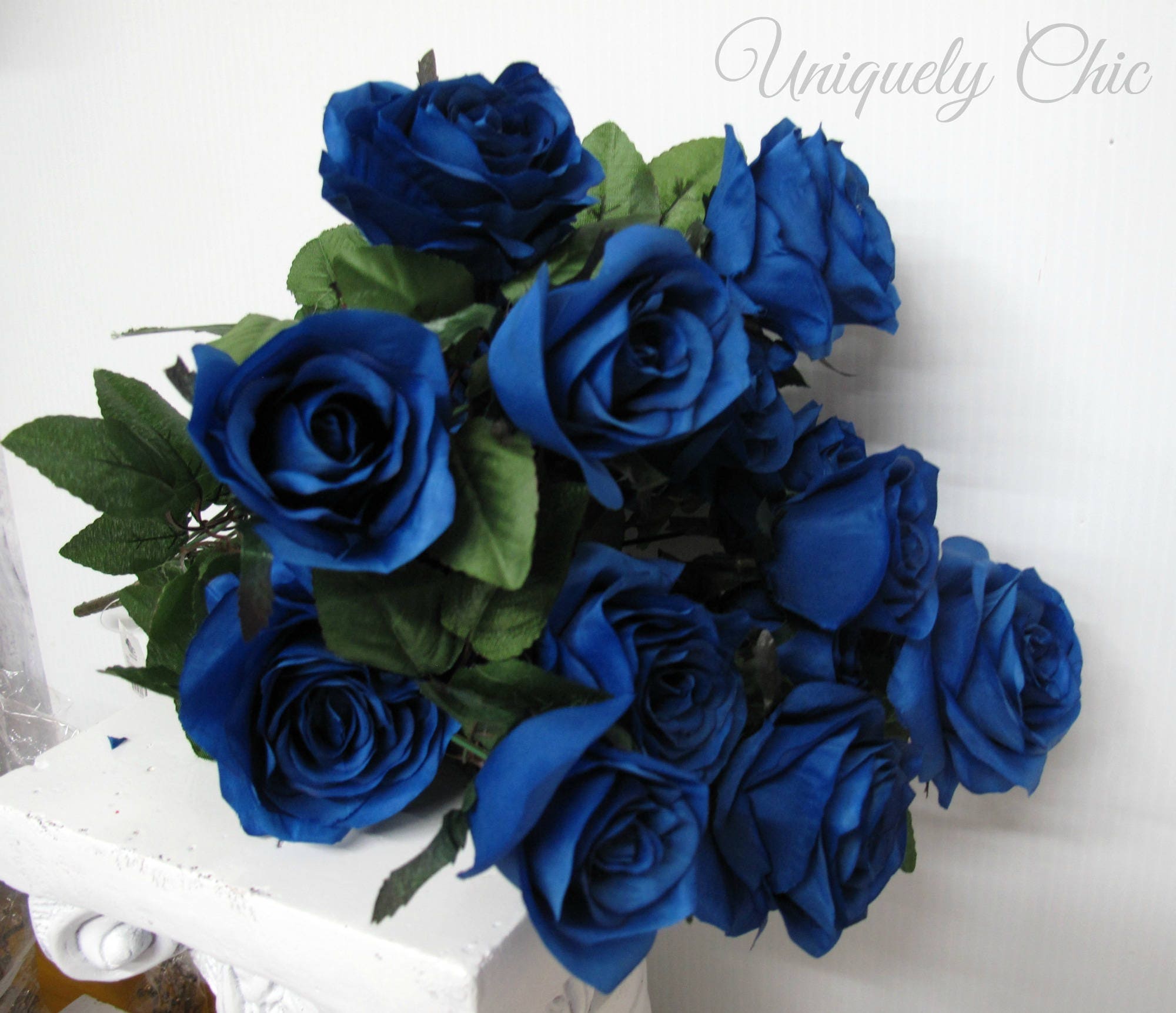 Diy Wedding Bouquet Royal Blue Rose Bush Wedding Etsy