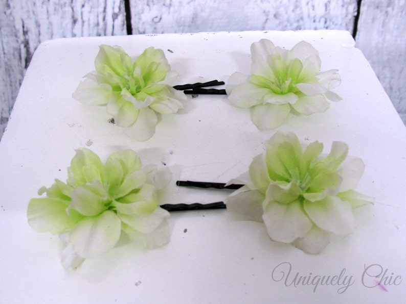 wedding accessories, Blue silk flower hair pins prom hair Bridesmaid hair pins Blue wedding Ice blue hair pins flower girl hair pins