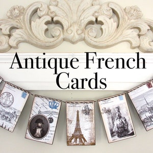 ANTIQUE FRENCH CARDS Garland--Paris banner, Vintage French, French banner, Paris decor, French decor, Paris gift, ShabbyChic decor,