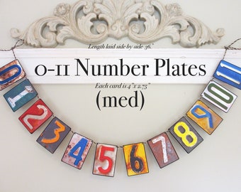 0 to11 Number Plates Garland (Med)--Baby shower, nursery banner, kids room banner, Home school, Counting, Number decor, Baby gift,Classroom