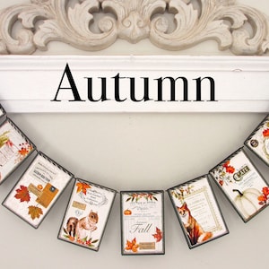 AUTUMN Garland--FALL banner,  Fall mantel, Farmhouse fall, Thanksgiving bunting, Housewarming gift, fall leaves and pumkins, Fall bunting