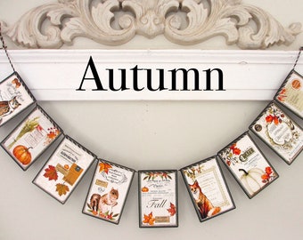 Autumn Garland: Fall Leaves & Pumpkins Bunting, squirrels, fox