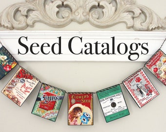 Seed Catalogs Garland ---Mother's Day gift, Spring banner, Summer banner, gardener gift, Gardening banner, Rustic decor, Farmhouse decor