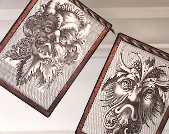 Grotesque Halloween Garland: Pagan Gothic Monster Masks Banner