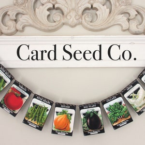 CARD SEED CO. Packets Garland--Mothers Day gift,Spring banner,Spring/Summer decor,Vegetables, farmhouse decor,vintage seeds, Garden