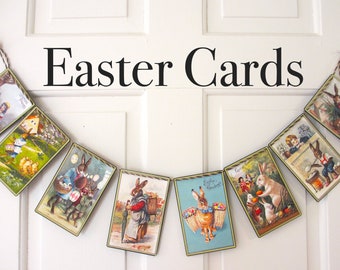 EASTER CARDS  Garland--Easter decor, Easter garland, Easter Bunnies, Easter mantel. Spring decor, Easter gift, Easter Hostess gift, Dorm