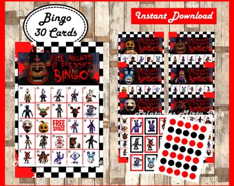 Printable Five Nights at Freddys Bingo Cards printable FNaF | Etsy