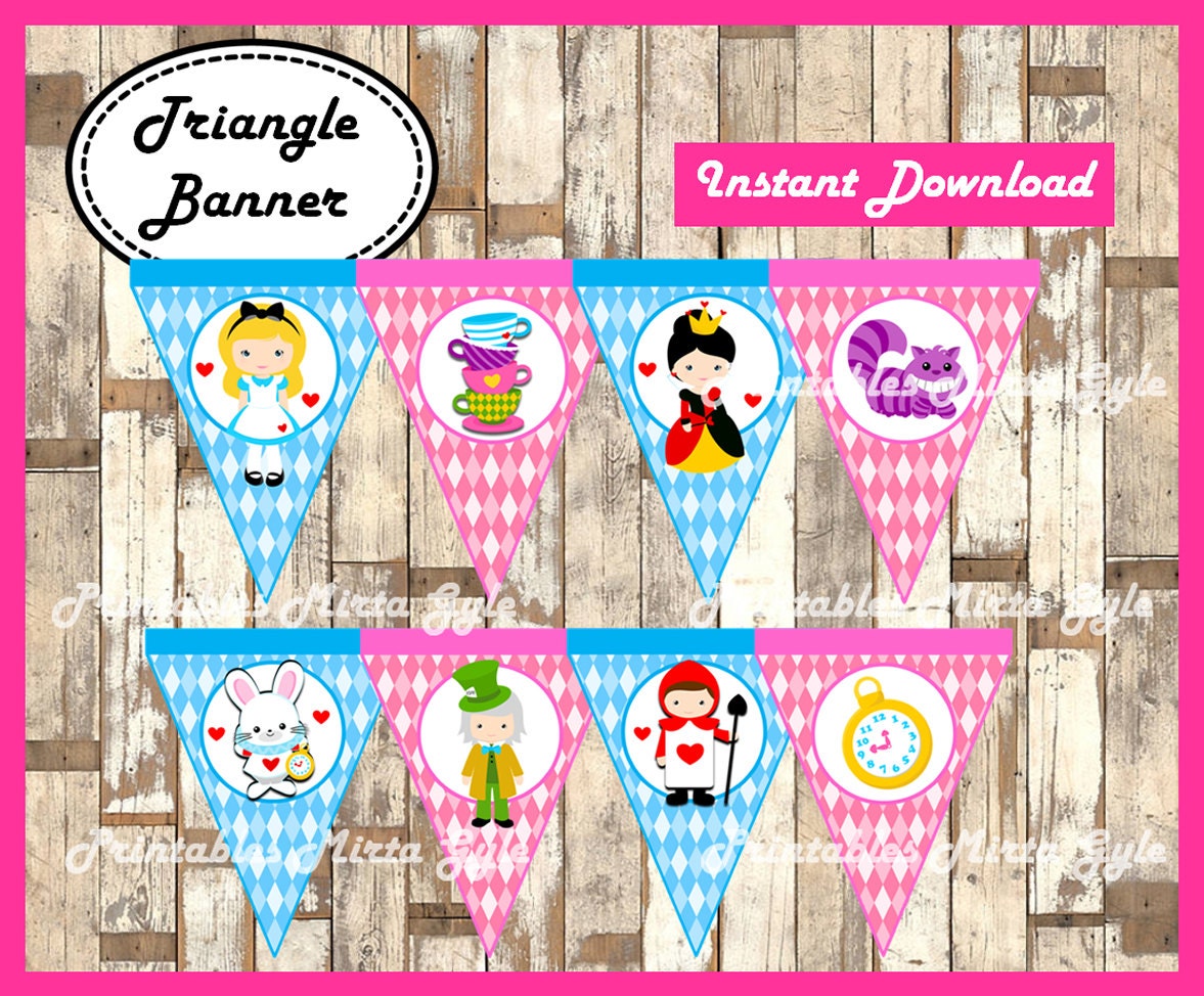 Alice in Wonderland Banner printable Alice in Wonderland | Etsy