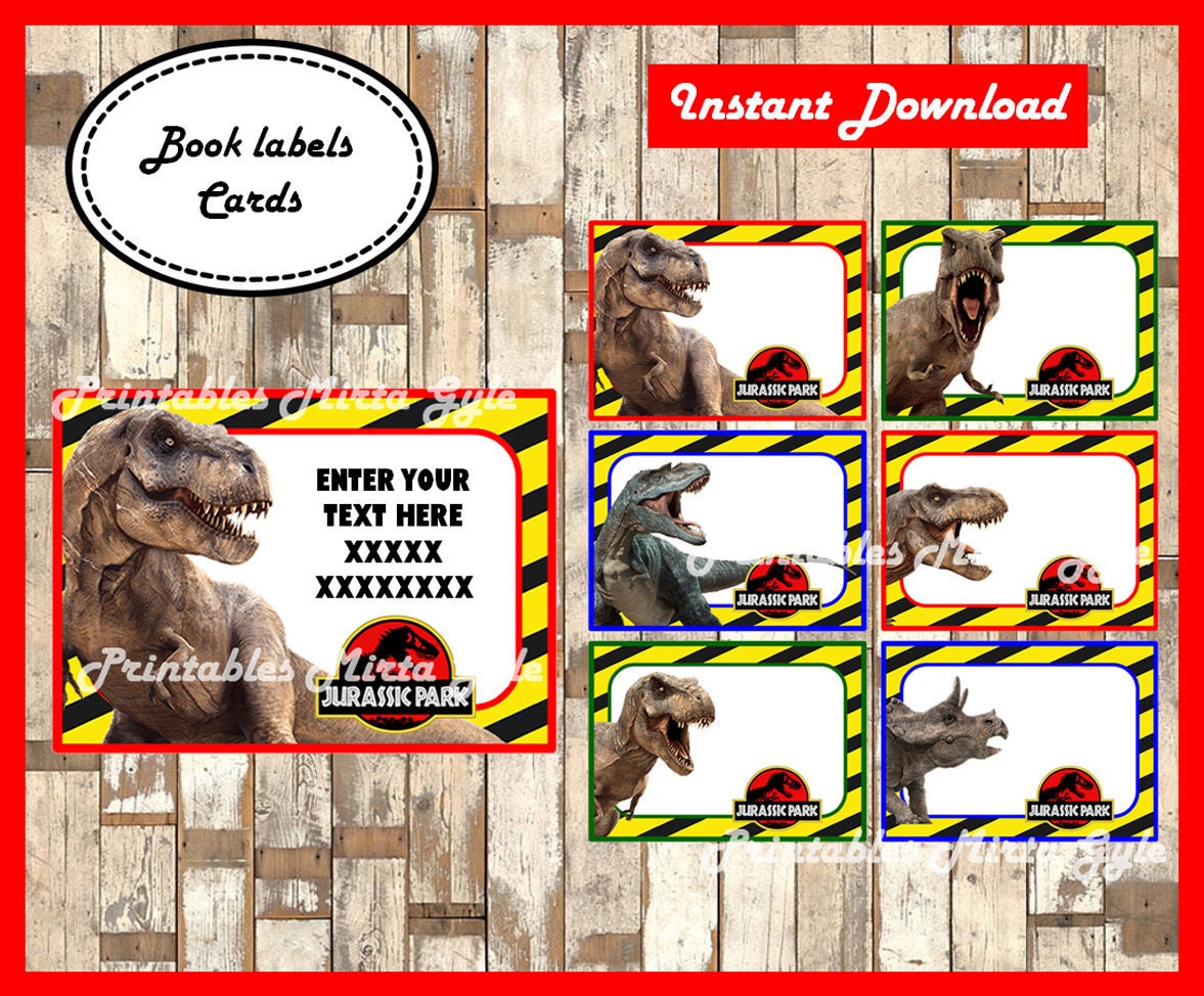 jurassic park school label name label name tag sticker etsy