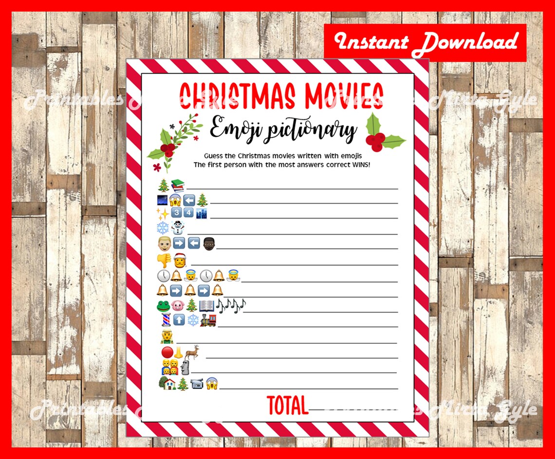 Christmas Movies EMOJI Pictionary Christmas party game | Etsy