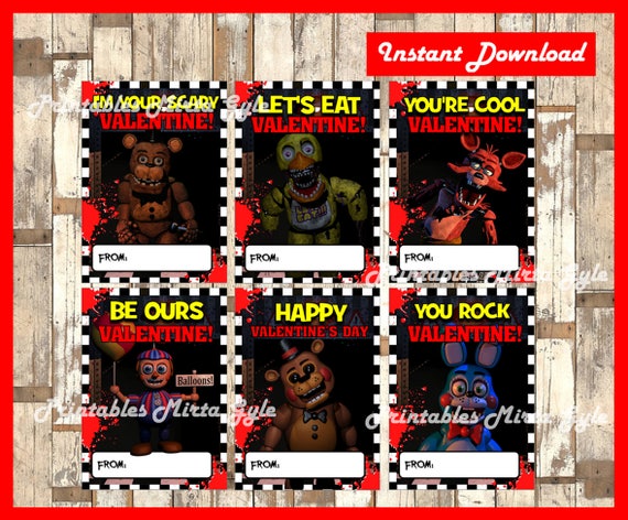 Five Nights at Freddys Valentine's Day Cards instant | Etsy