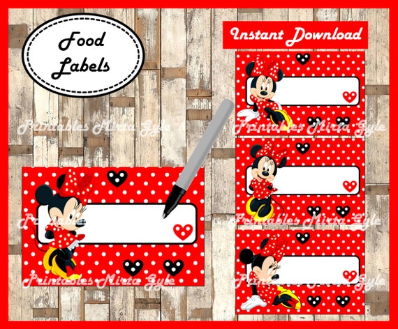 Minnie Mouse Food labels printable Minnie Mouse party food | Etsy