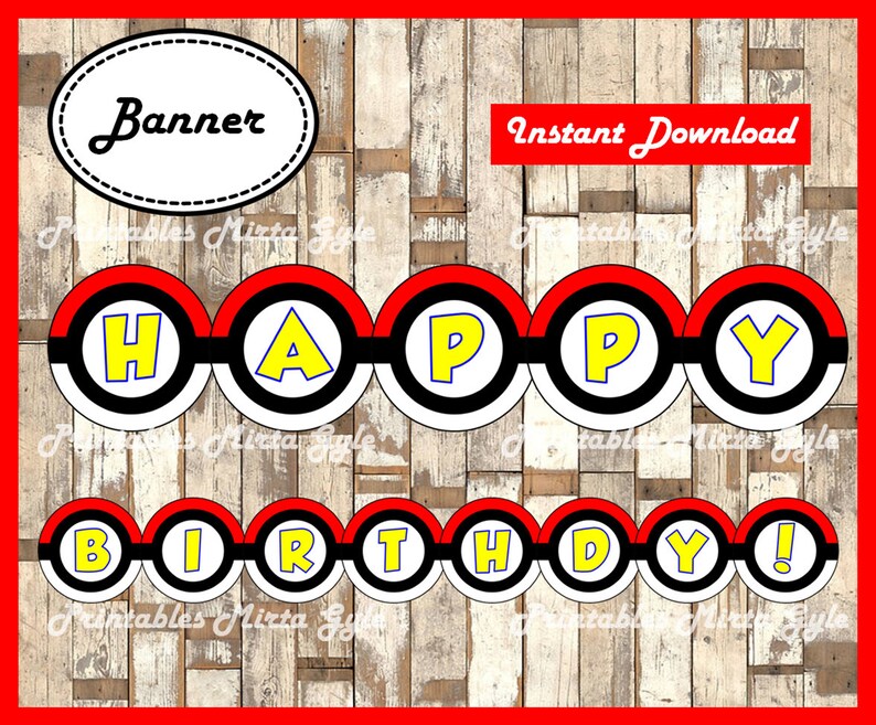 Pokemon Banner printable Pokemon party Banner Pokemon | Etsy