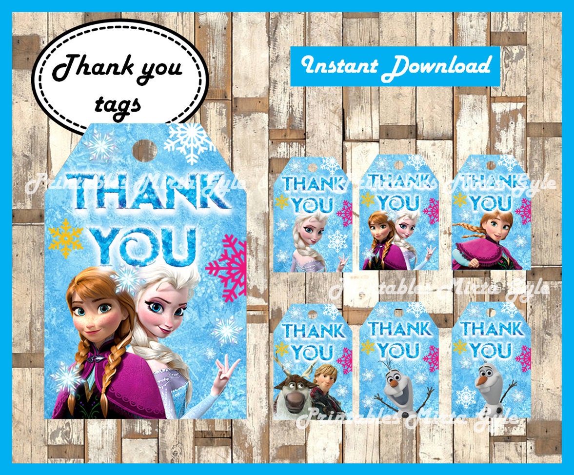 frozen Thank you Tags printable frozen party Thank you Tags | Etsy