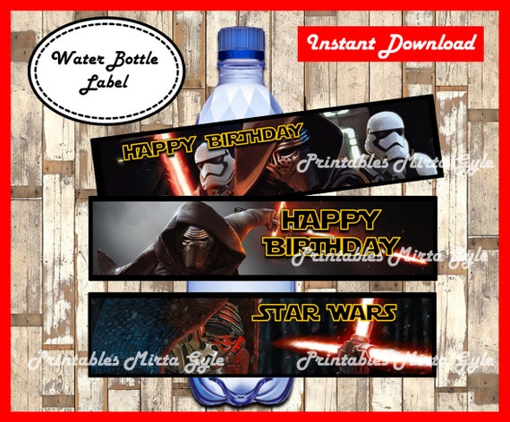 star wars water bottle labels