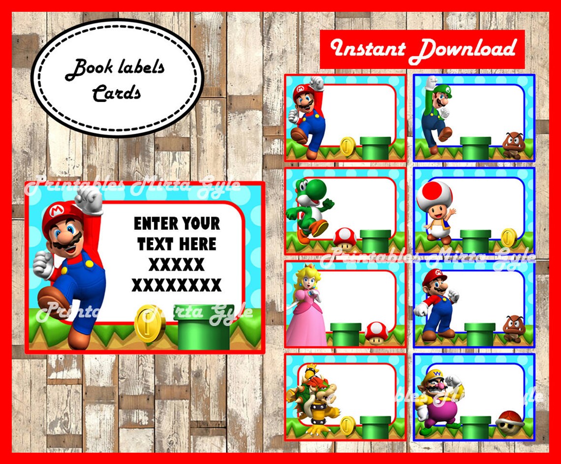 Mario Bros School label name label name tag sticker Back Etsy
