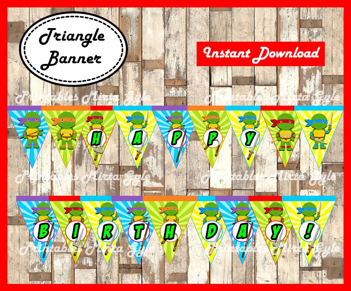 Ninja Turtles Banner printable Ninja Turtles party Banner | Etsy