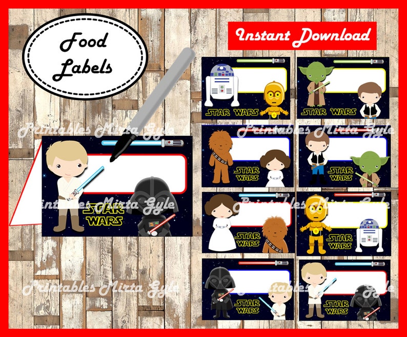 Star wars Food labels printable Star wars party food tent | Etsy