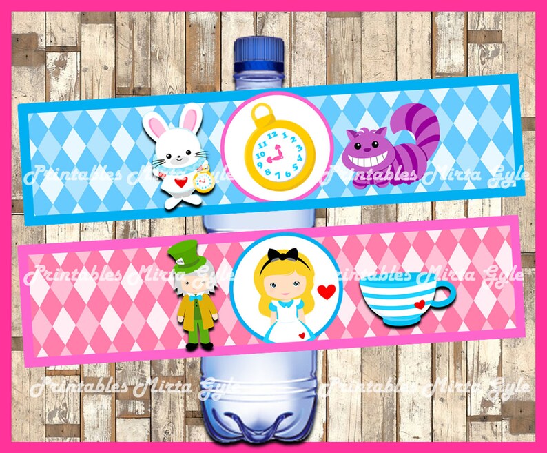 Alice in Wonderland Water Bottle Label printable Alice in Etsy