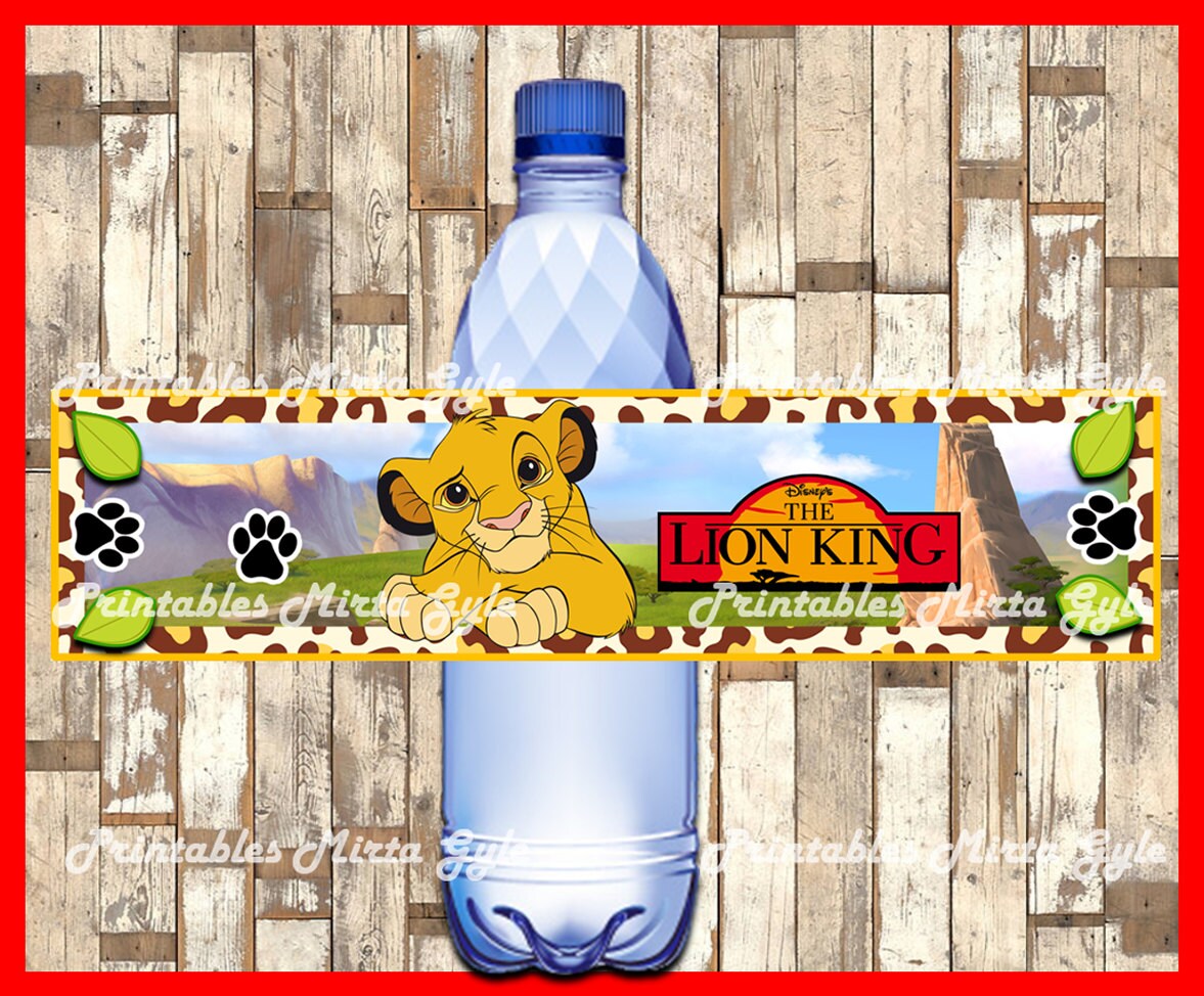 The Lion King Water Bottle Label printable The Lion King | Etsy