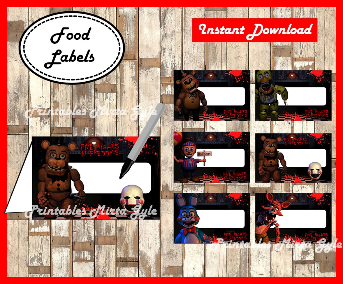 Five Nights at Freddys Food labels printable FNaF party food | Etsy