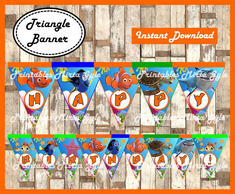 Finding Nemo Banner printable Finding Nemo party Banner | Etsy