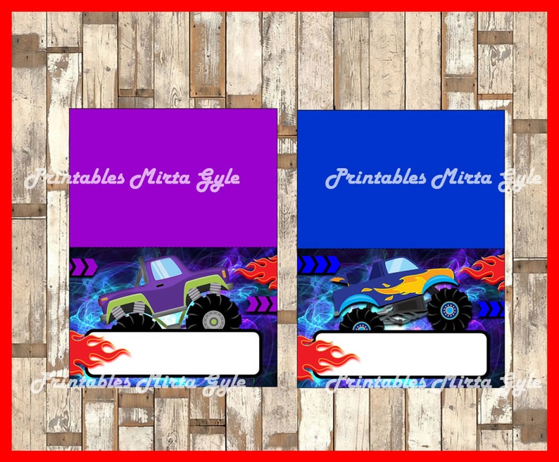 Monster Truck Food labels printable Monsters Trucks party | Etsy