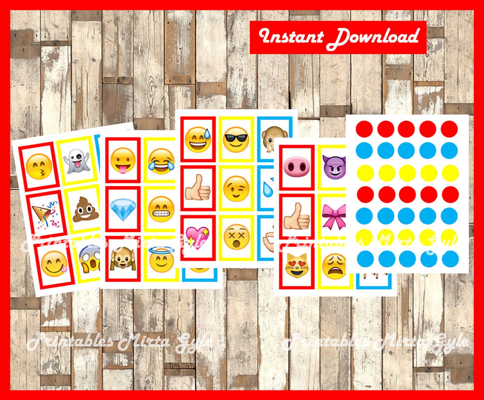 Emoji Bingo 30 Cards printable Emojis Bingo game Emoji | Etsy