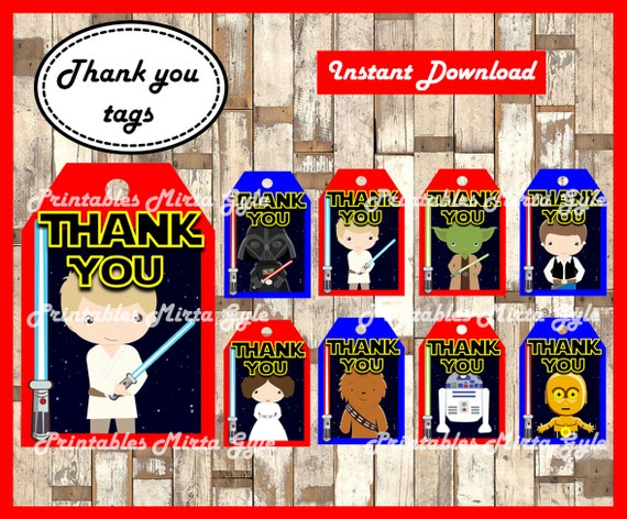 Star wars Thank you Tags printable Star wars party Thank you | Etsy