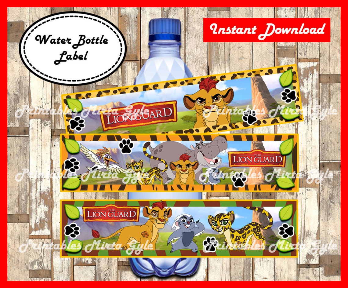 Lion Guard Water Bottle Label printable Lion Guard party | Etsy