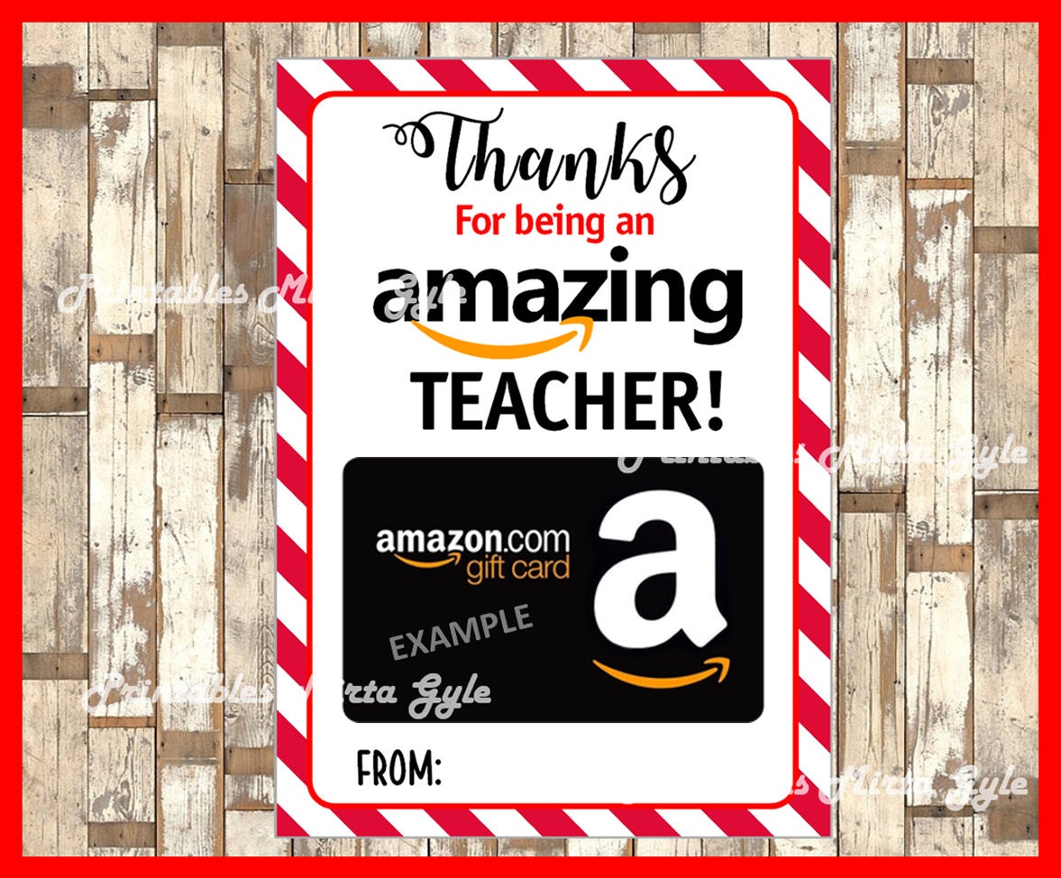 Amazon GIFT CARD HOLDER Printable Gift Card Holder Teacher Etsy