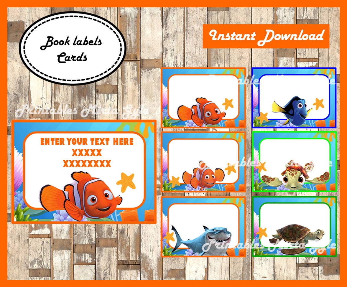 Finding Nemo Printable Cards tags book labels stickers | Etsy