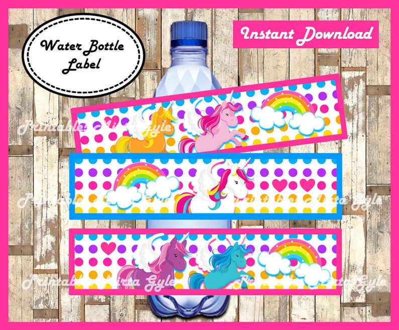 Unicorn H2o Bottle Label, printable Rainbow get together H2o Bottle Label, Unicorns h2o bottle labels photograph regarding Water Bottle Labels Printable known as Unicorn Drinking water Bottle Label, printable Rainbow celebration Drinking water Bottle Label, Unicorns drinking water bottle labels