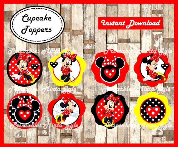 Minnie Mouse cupcakes toppers printable Minnie Mouse party | Etsy