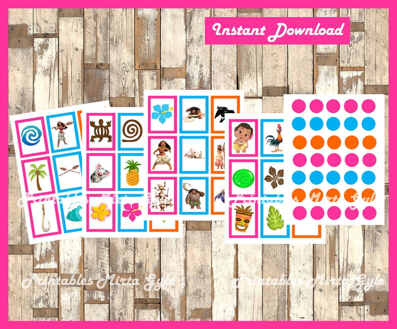 Moana Bingo 30 Cards printable Moana Bingo game Moana | Etsy