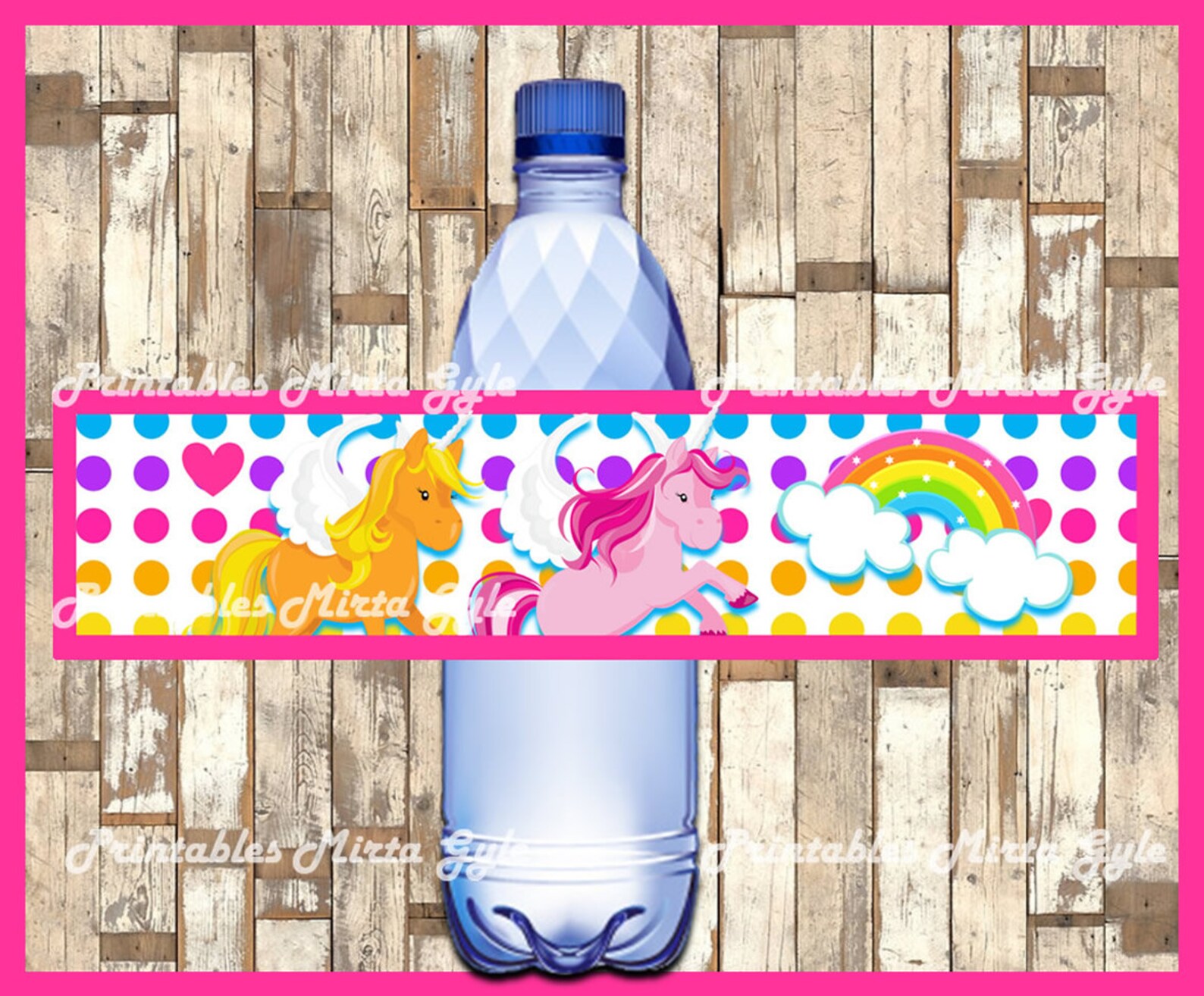 Unicorn Water Bottle Label printable Rainbow party Water Etsy