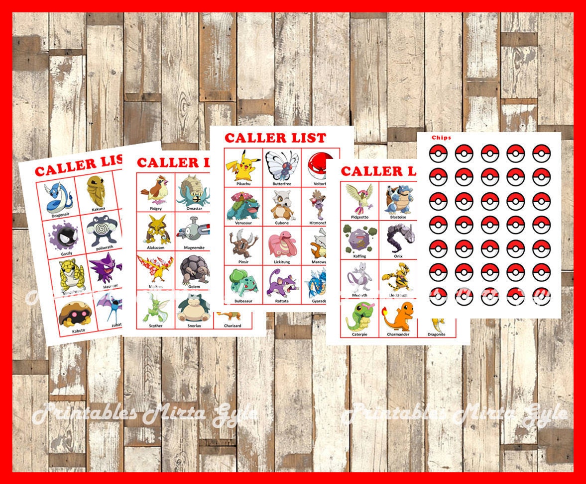 Pokemon Bingo 30 Cards printable Pokemon Bingo game Pokemon | Etsy