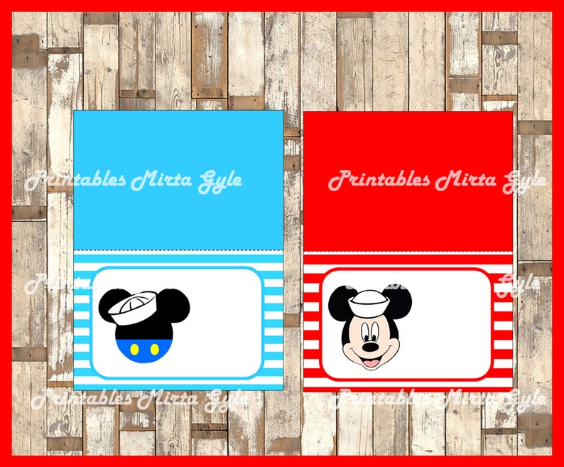 mickey mouse sailor food labels printable nautical mickey etsy