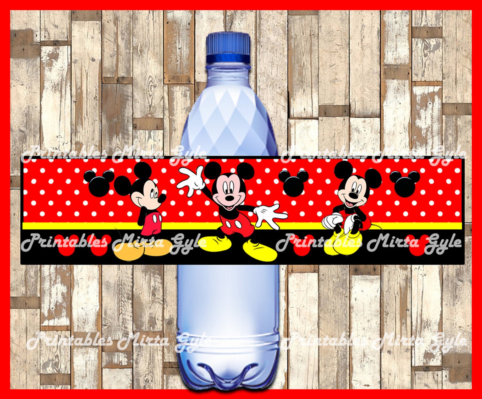 Mickey Mouse Water Bottle Label printable Mickey party 