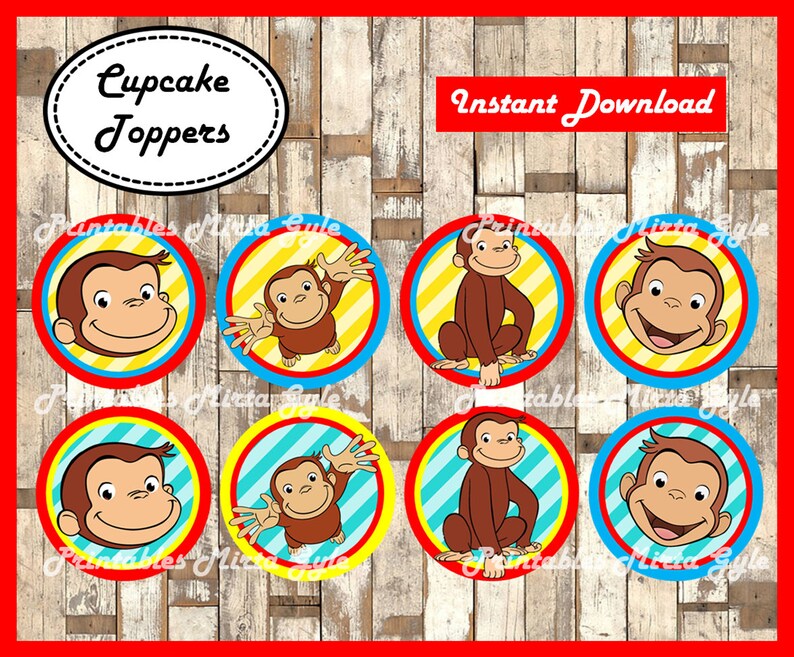 Curious cupcakes toppers printable Curious Etsy
