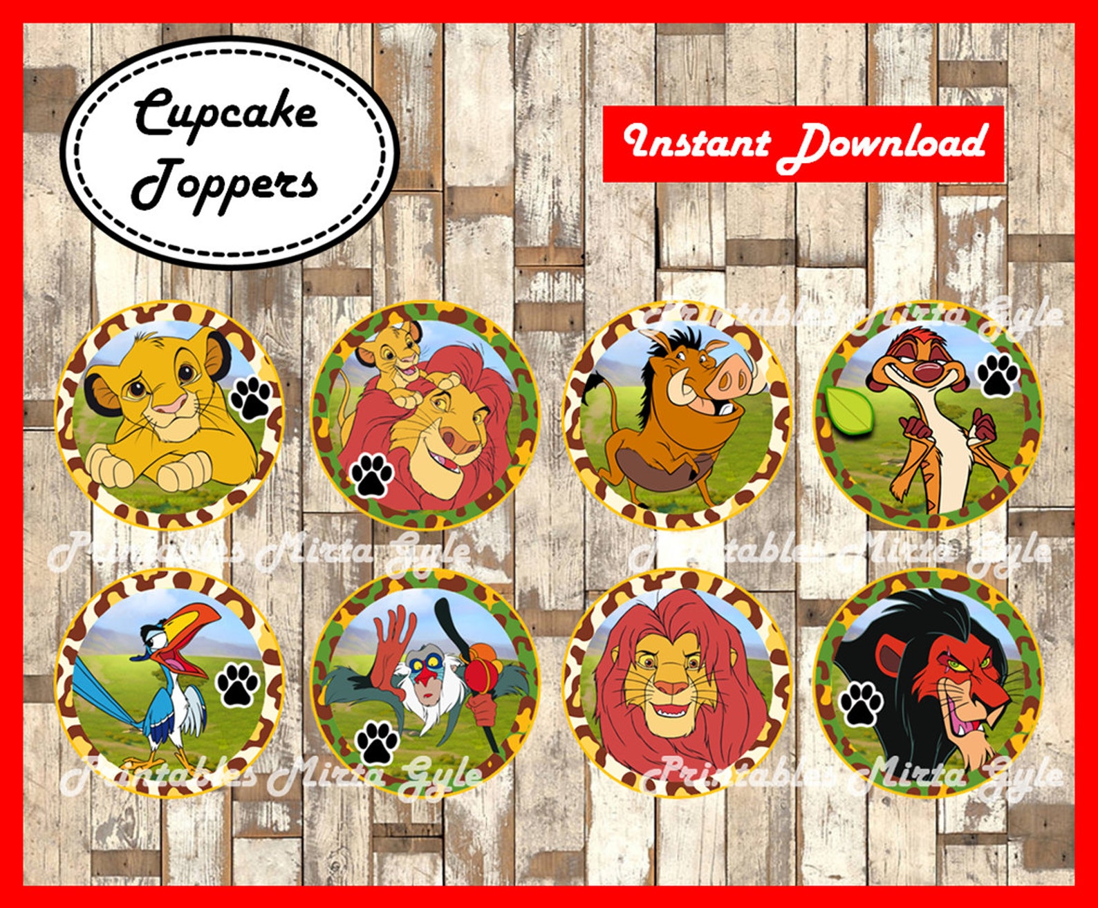 The Lion King cupcakes toppers printable The Lion King party Etsy