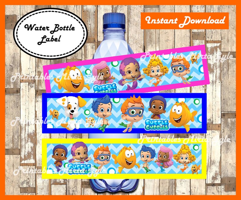 Bubble Guppies Water Bottle Label printable Bubble Guppies Etsy