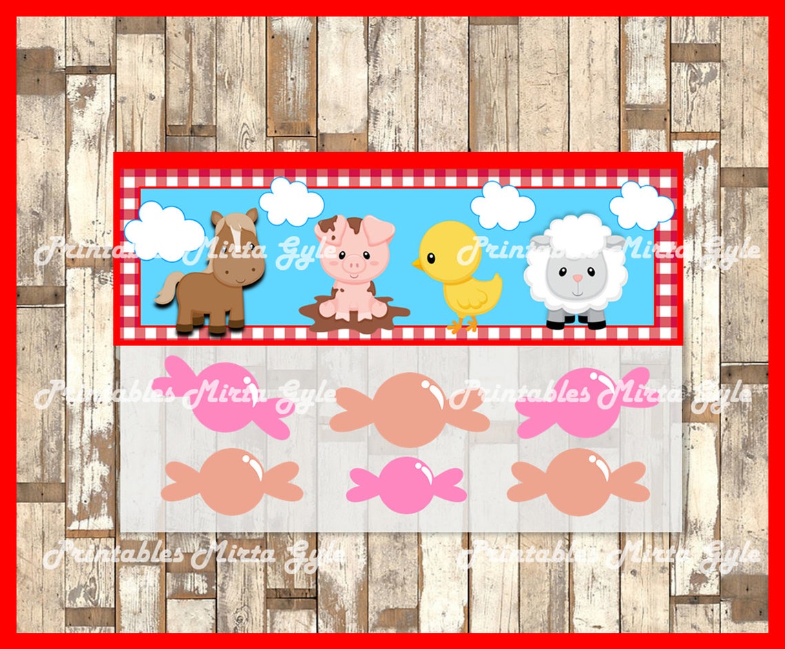 Farm Animals Bags Topper printable Farm party Bags Topper | Etsy