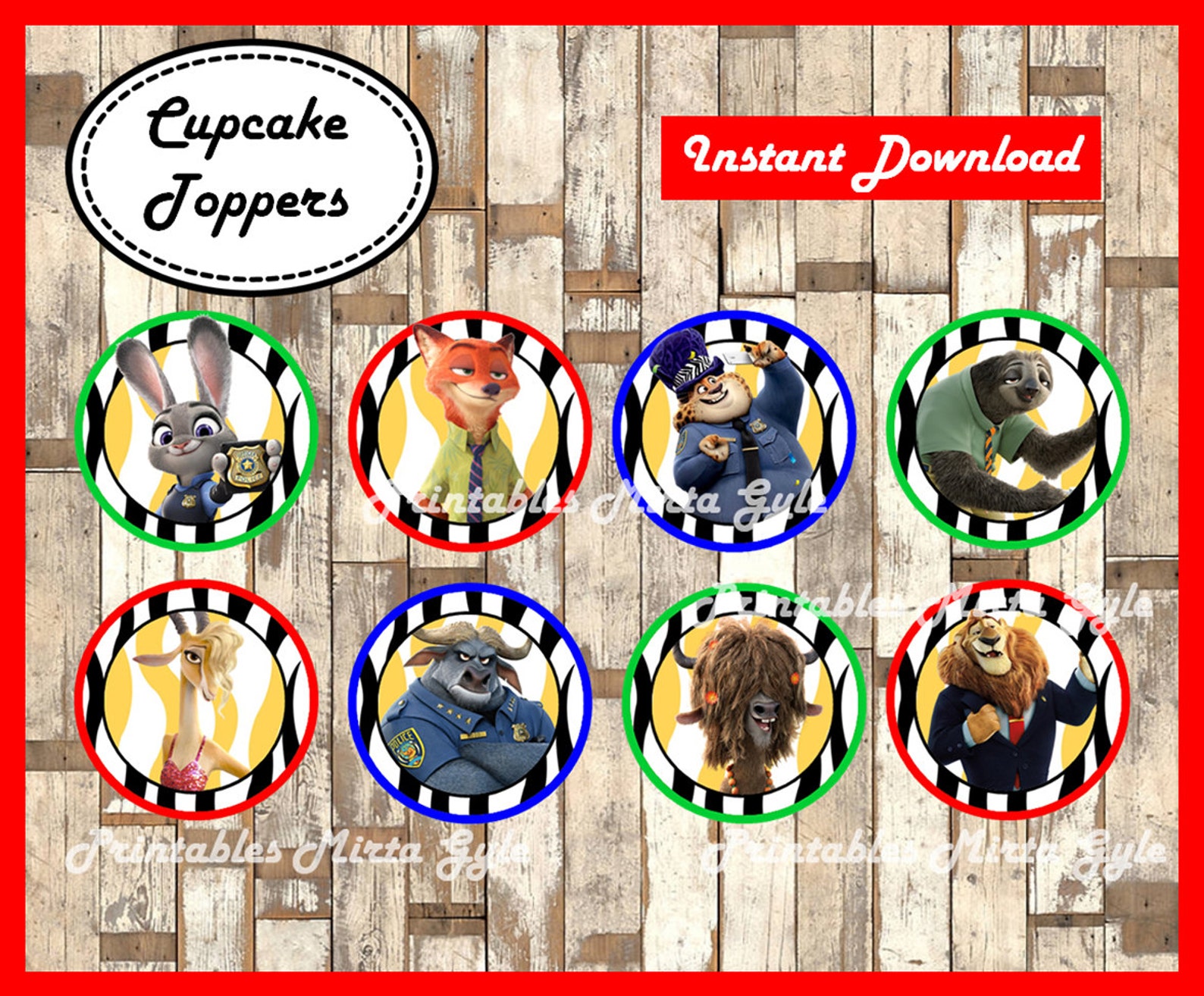 Zootopia cupcakes toppers printable Zootopia party toppers Etsy