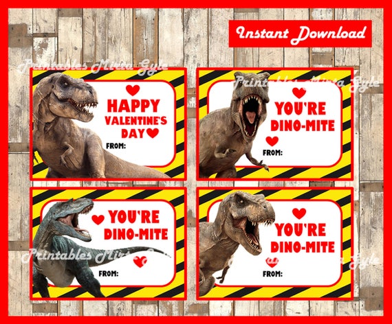 Jurassic Park Valentine's Day Cards instant download | Etsy